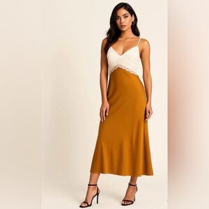Abercrombie & Fitch White and Gold Slip Dress
